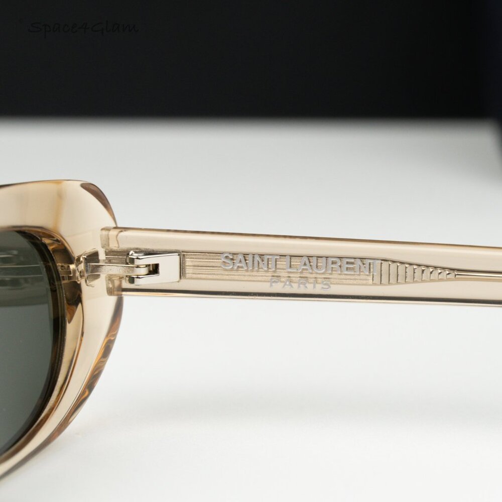 Saint Laurent Women Sunglasses Transparent Nude Grey Oval SL557 004 BRAND NEW - Picture 6 of 11